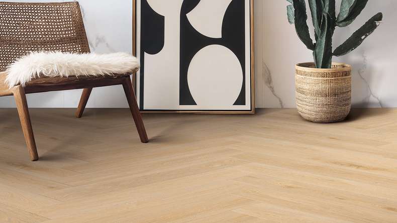 Gerflor vinyle à coller - Creation 55 Aquinoah Blond | Herringbone