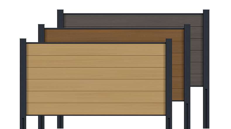 planeo INFINITY - Clôture à enfoncer pour jardin d'entrée en WPC CoEx, 180 x 90 cm