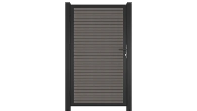 planeo LINEA - WPC CoEx Porte universelle en losange gris foncé avec cadre alu anthracite 100 x 180