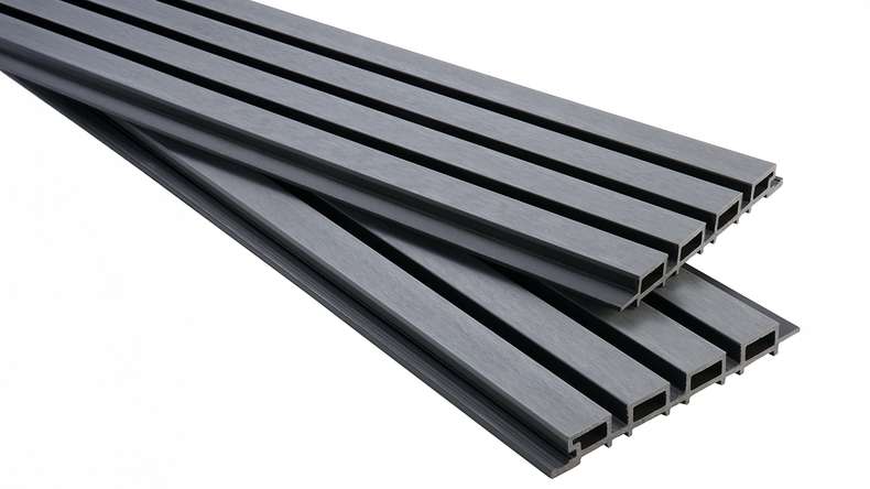 planeo NOVA - Lame en WPC CoEx à motif losange pour bardage de façade, gris, 2,90 m