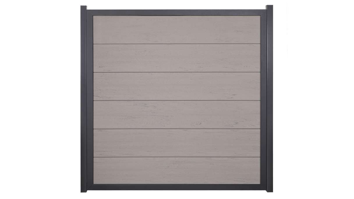 planeo Gardence Guard - Clôture composite Carré Bi-Color Sable avec cadre en aluminium Anthracite