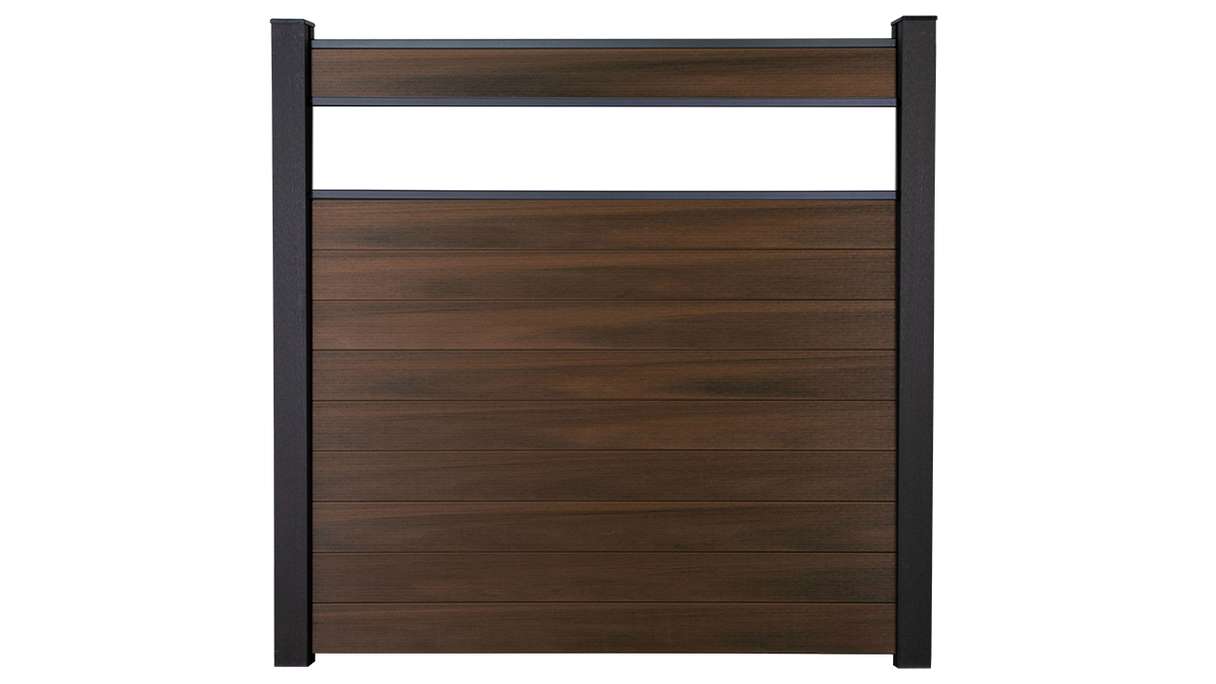 planeo Gardence Strong - Clôture à emboîter BPC verre satiné noix co-ex 180 x 180 cm