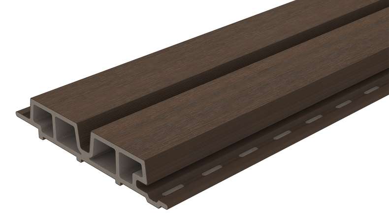 planeo LINEA Wide - Bardage de façade en WPC CoEx, teinte Ipe brun, 2900 x 181 mm