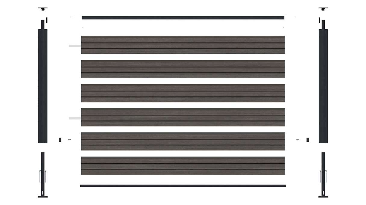planeo LINEA - Clôture à emboîter pour jardin d'entrée en WPC CoEx Rhombus, gris foncé, 180 x 90 cm