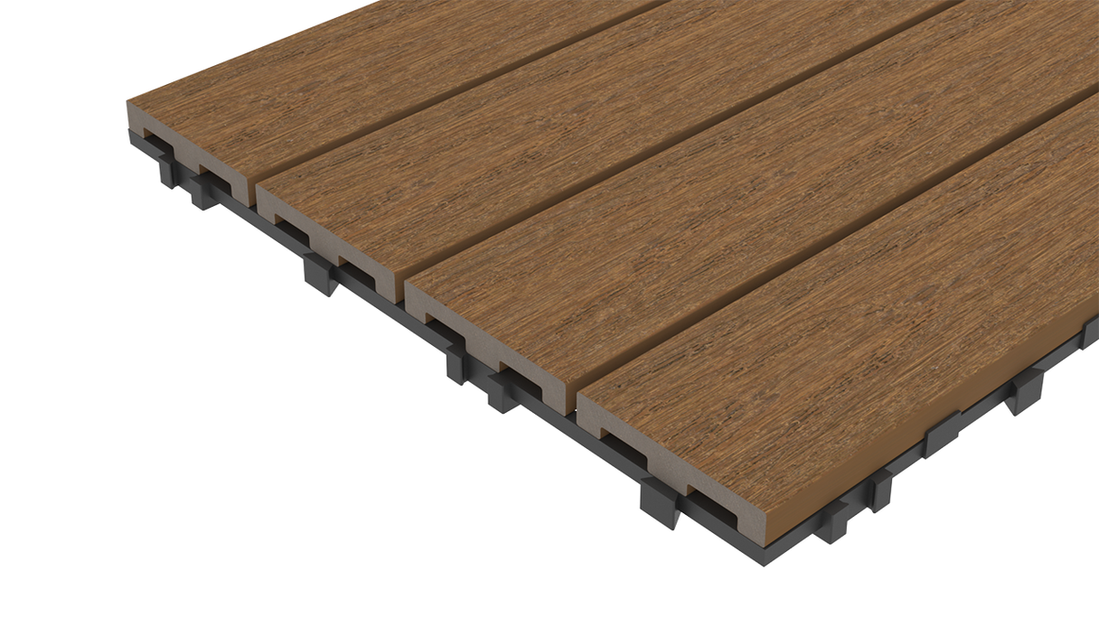 Dalle de terrasse planeo en WPC-CoEx « Burma Teak » 90 x 30 cm