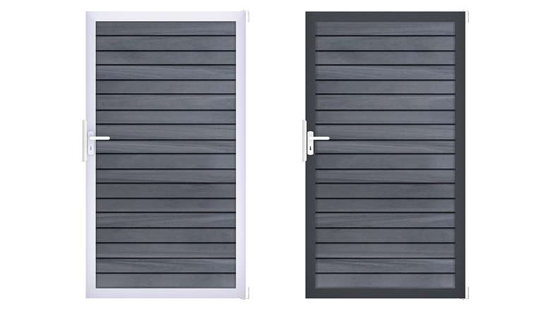 planeo Gardence Trendy - Portail universel BPC-Rhombus - Gris pierre, coextrudé avec cadre en aluminium 100 x 180 x 4 cm