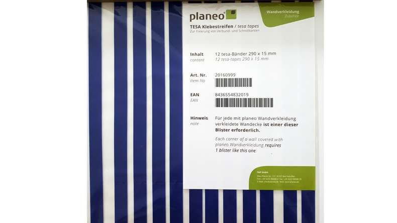 planeo Revêtement mural Accessoires - TESA Bande adhésive 290 x 15 mm - 12 pcs.