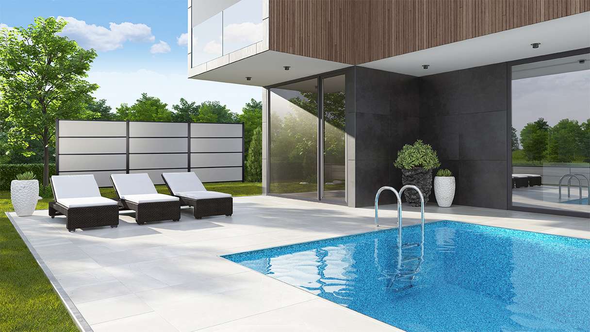 planeo Gardence Resistant - Clôture à emboîter HPL gris uni 180 x 183 cm