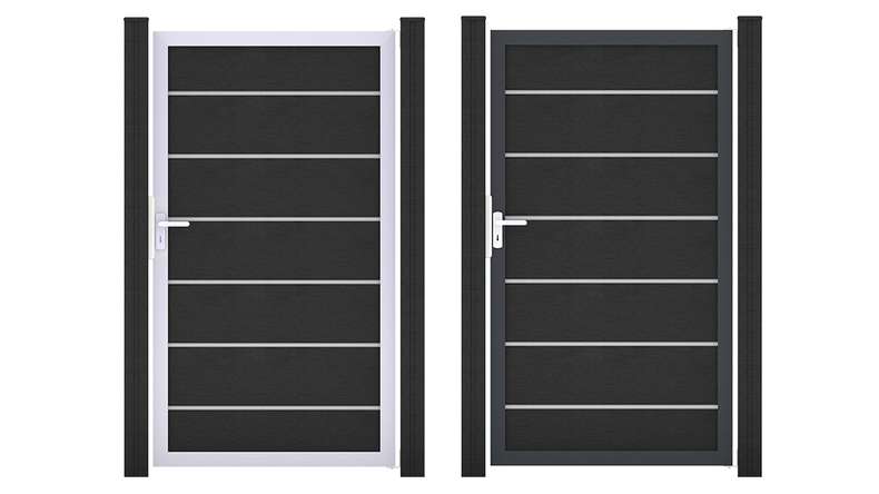 planeo Gardence Deluxe - Portail universel BPC gris anthracite avec cadre en aluminium 100 x 180 x 4 cm