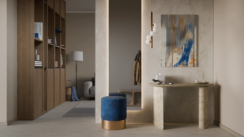 Revêtement mural SPC planeo - CeraRock Tile Light Sandstone XL 280 x 117,5 cm