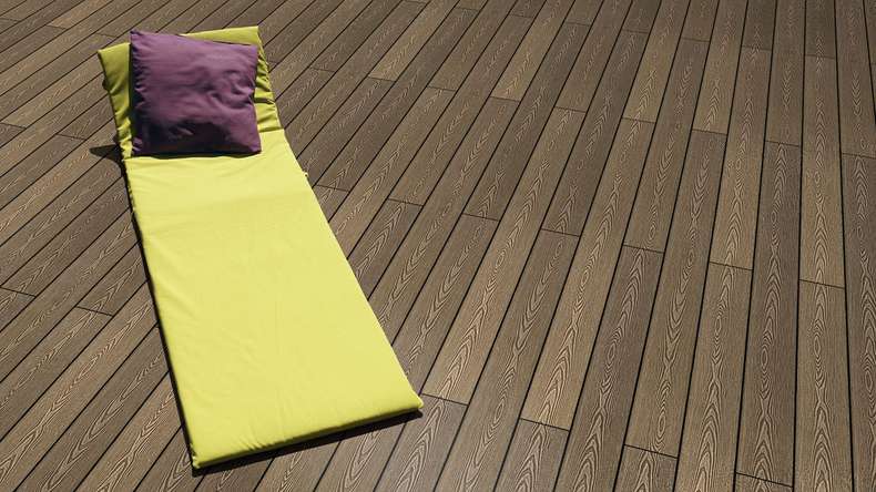 Lame de terrasse Planeo SolidWood en WPC - Brun terre 3 m (format français) / structure 3D