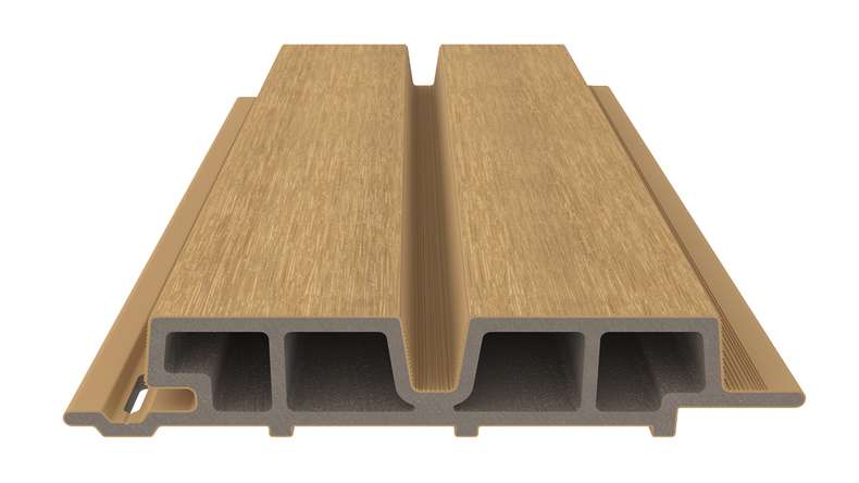 planeo LINEA Wide - Bardage de façade en WPC CoEx, couleur sable, 2900 x 181 mm