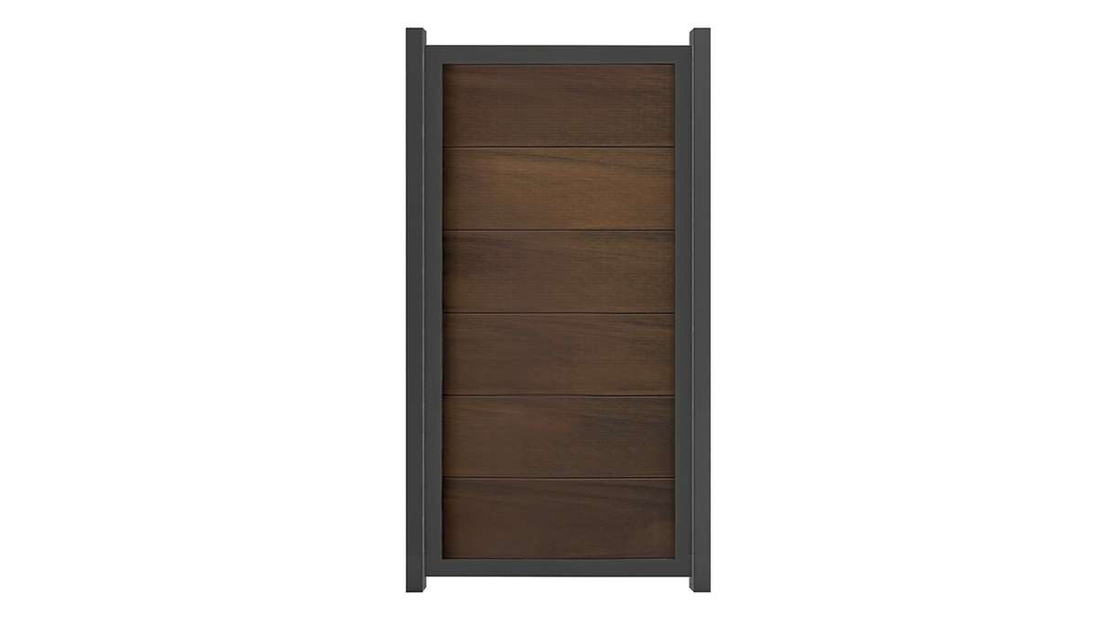 planeo Gardence Guard - Clôture composite Vertical Noyer avec cadre aluminium Anthracite