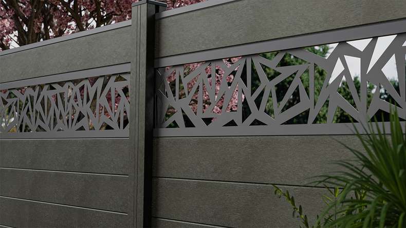 planeo Gardence Strong - Clôture à emboîter BPC Triangle gris anthracite 180 x 180 cm