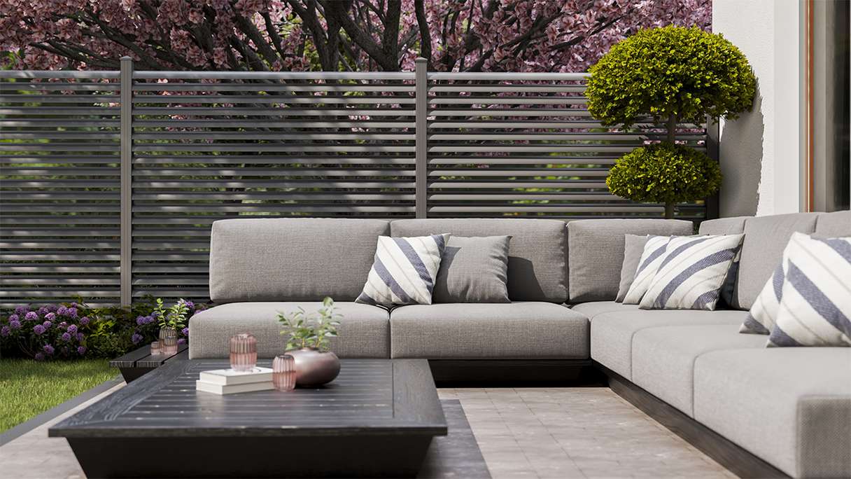 planeo Gardence Metallic Ellipse - Clôture de jardin en aluminium Carré Anthracite | DB703