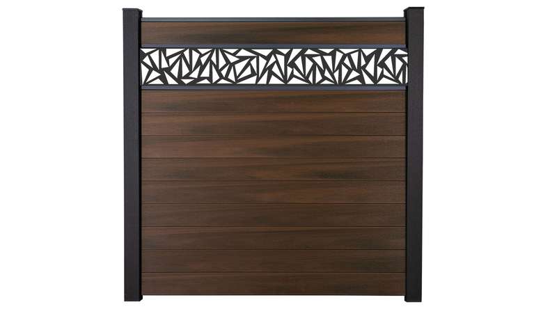 planeo Gardence Strong - Clôture à emboîter BPC Triangle noyer co-ex 180 x 180 cm