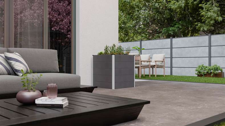 planeo Bac à plantes surélevé BPC Cube - Anthracite | DB703 70 x 70 x 75 cm
