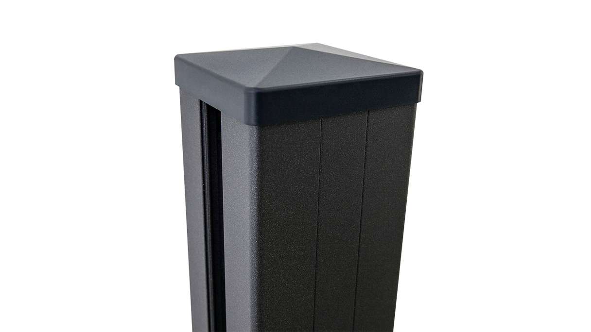 planeo Gardence Metallic - Poteau en aluminium à sceller dans le béton Anthracite DB703 7x7x150cm incl. capuchon