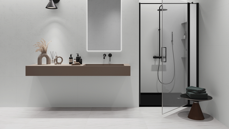 Revêtement mural SPC planeo - CeraRock Tile Concrete White XL 280 x 117,5 cm