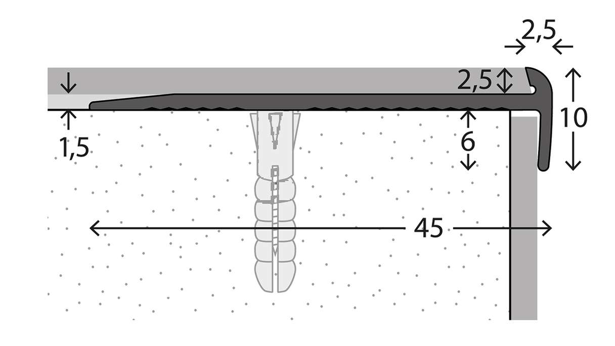 planeo Profilé pour nez de marche 871 - 250 cm