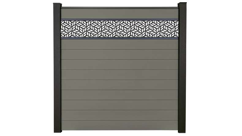 planeo Gardence Strong - Clôture à emboîter BPC Leafs Gris 180 x 180 cm