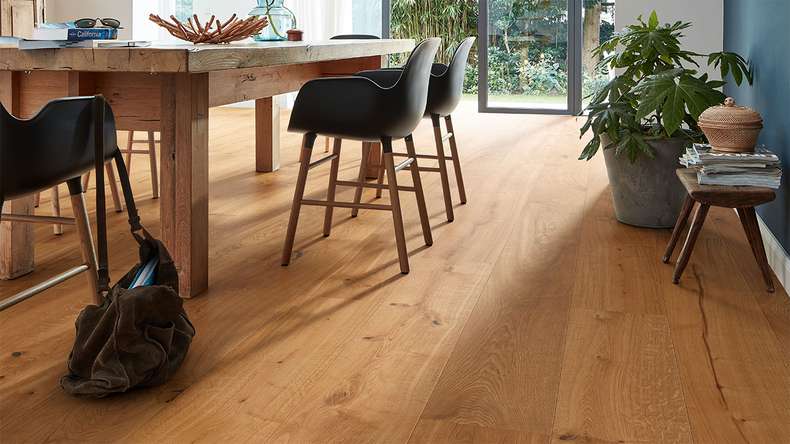 Sol en bois MEISTER Lindura HD 400 - 08904 Chêne authentique huilé naturel 2200 x 270 x 11 mm (500213-2200270-08904)