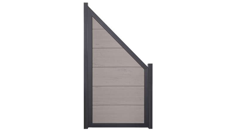 planeo Gardence Guard - Clôture composite Oblique Bi-Color Sable avec cadre aluminium Anthracite