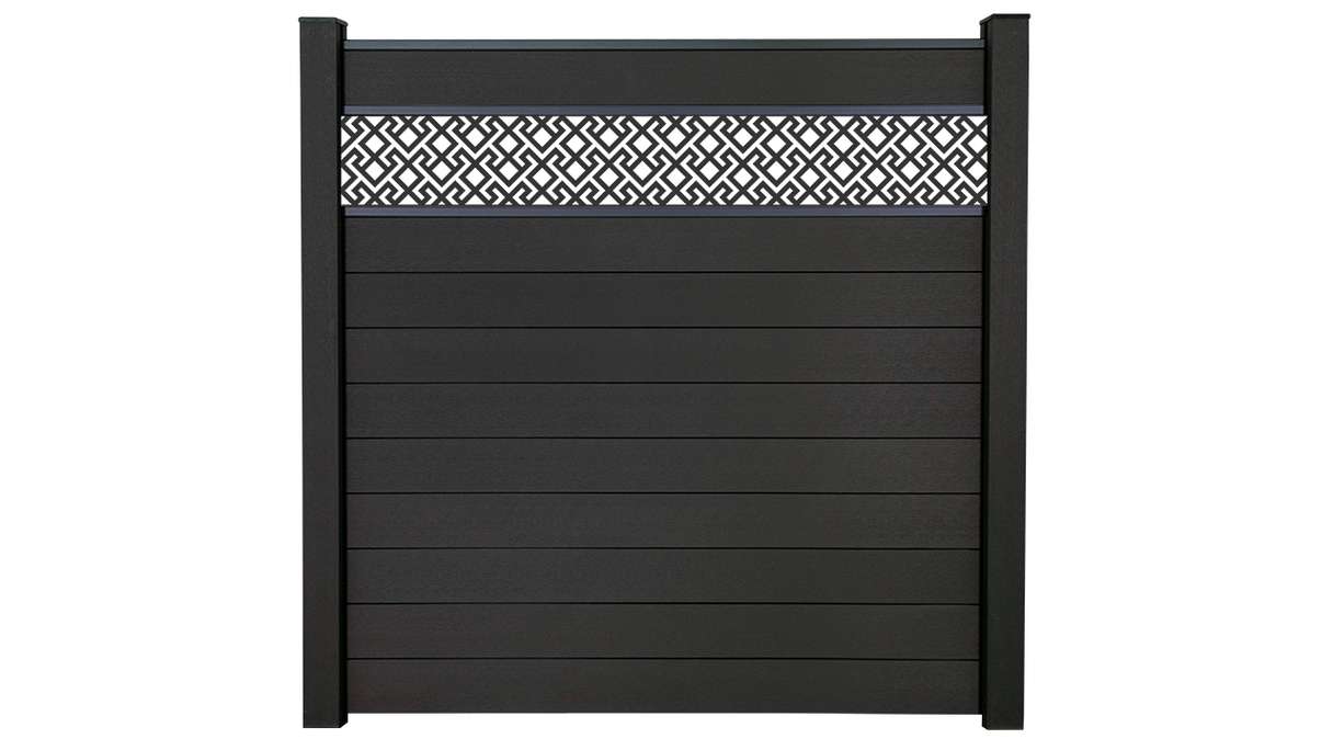 planeo Gardence Strong - Clôture à emboîter BPC Abstract gris anthracite 180 x 180 cm