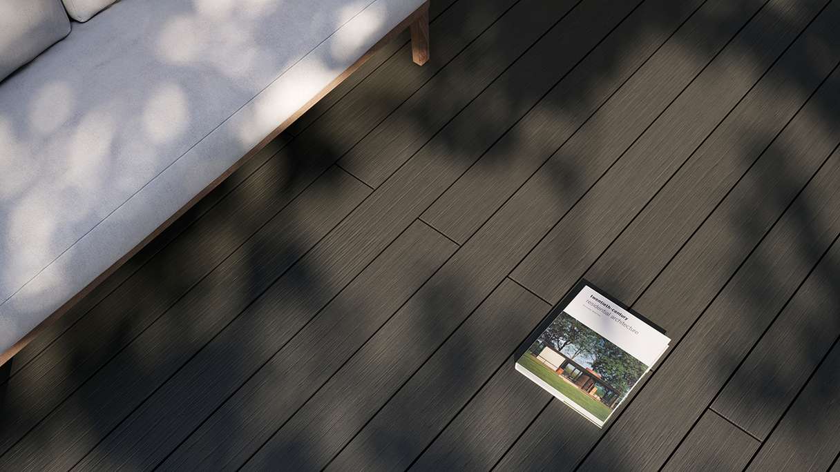 planeo AntikWood Kit complet terrasse WPC lame massive - gris anthracite vieilli