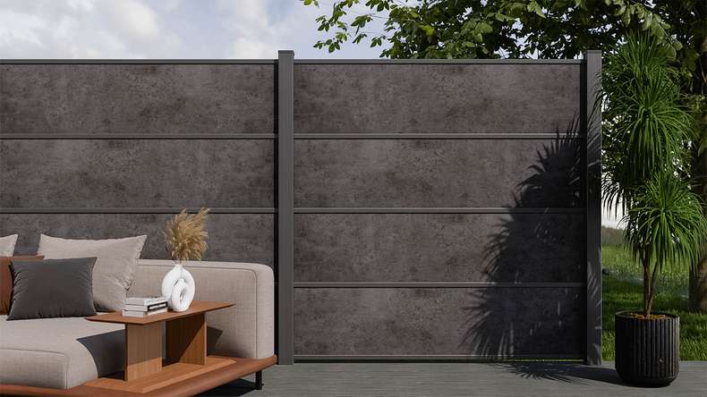 planeo Gardence Resistant - Clôture à emboîter HPL gris anthracite 180 x 183 cm