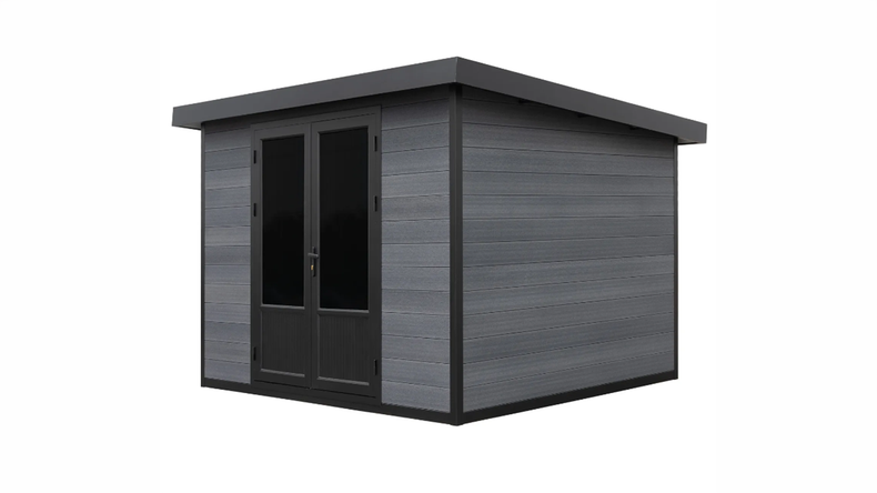 Abri de jardin planeo WPC à toit en appentis, modèle M - Anthracite, 280 x 280 cm