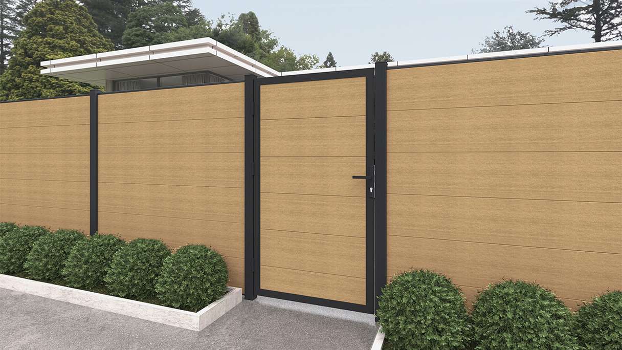 planeo INFINITY XL-Board - WPC CoEx porte universelle sable avec cadre alu anthracite 100 x 180