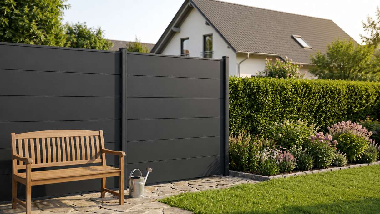 planeo Gardence Simply - Clôture PVC à emboîter Carré gris Anthracite 180 x 180 cm