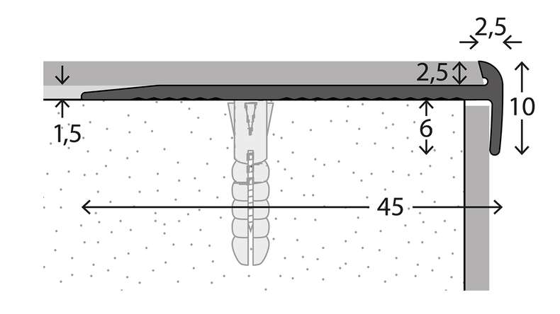 planeo Profilé pour nez de marche 871 - 250 cm