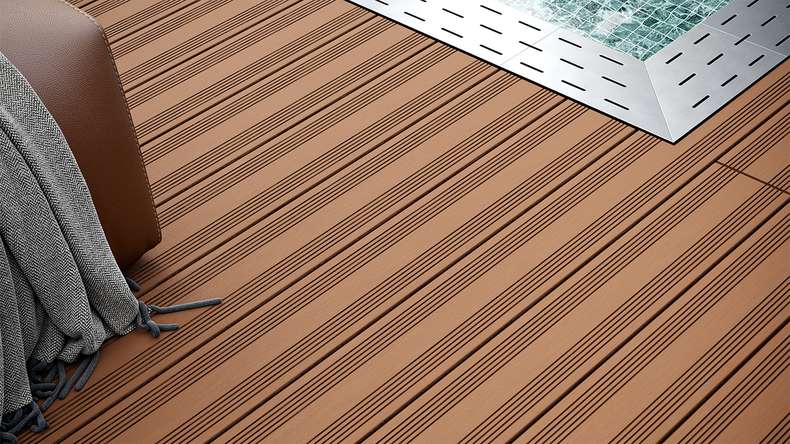 planeo SolidWood WPC Lame de terrasse massive - brun clair 3m français/structuré