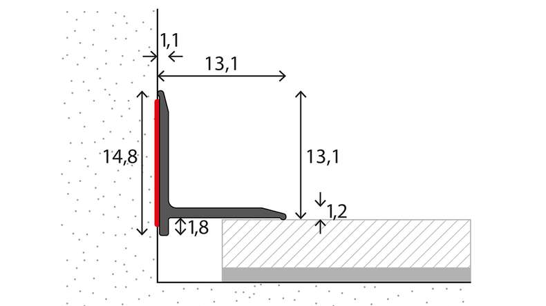 planeo Profilé de raccordement mural 892 - 100 cm