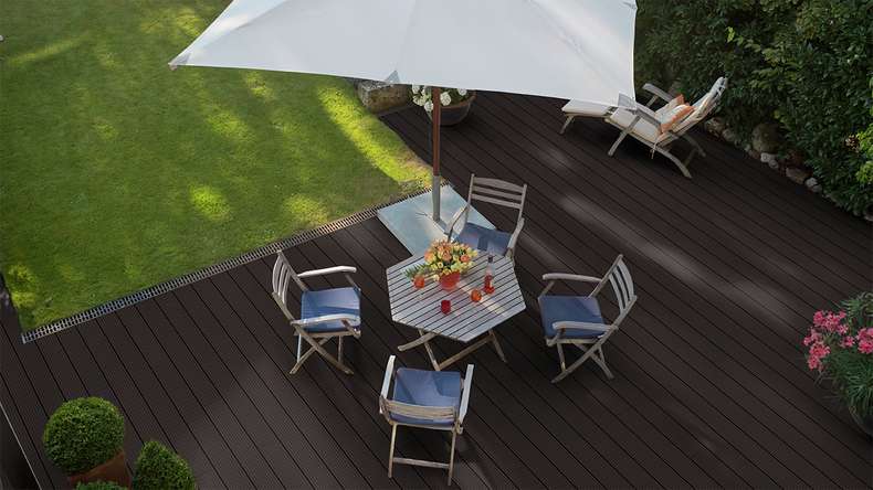 planeo terrasse bois - Bambou foncé lisse/rainuré