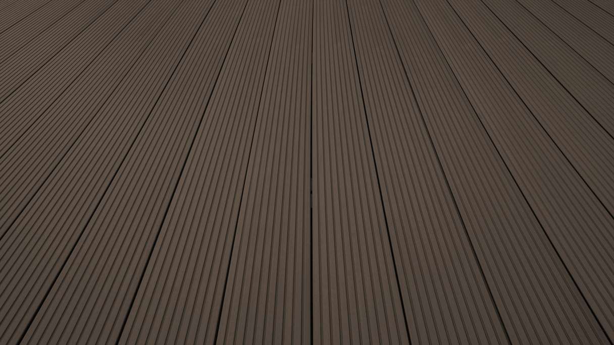 TitanWood Kit complet - 5m lame à âme creuse structure rainurée brun foncé 55,5m² compris UK alu