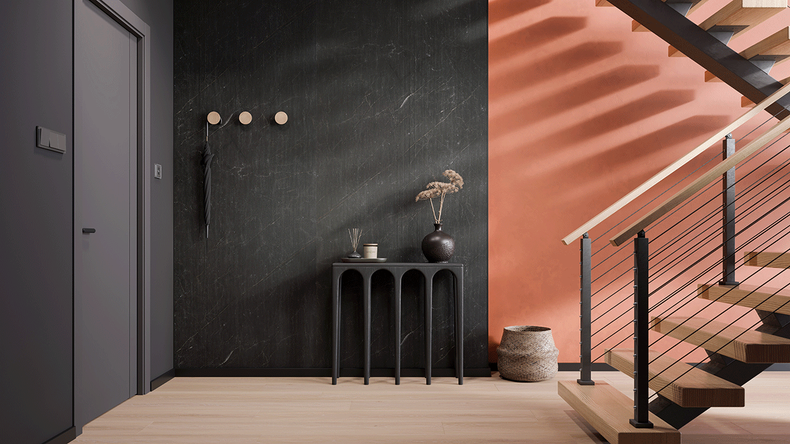 Revêtement mural SPC planeo - CeraRock Tile Stripes Black Slate XL 280 x 117,5 cm