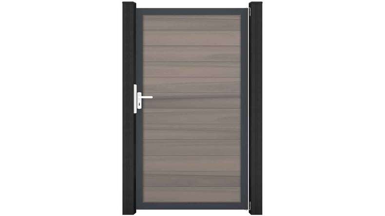 planeo Gardence Strong - Porte composite universelle 2 vantaux Bi-Color avec cadre aluminium Anthracite 100x180x4cm
