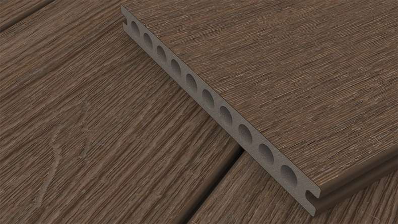 planeo MAXLine Nature - WPC CoEx lame de terrasse XL gainée chambre creuse - Ipe brun 3m structuré/lisse brossé