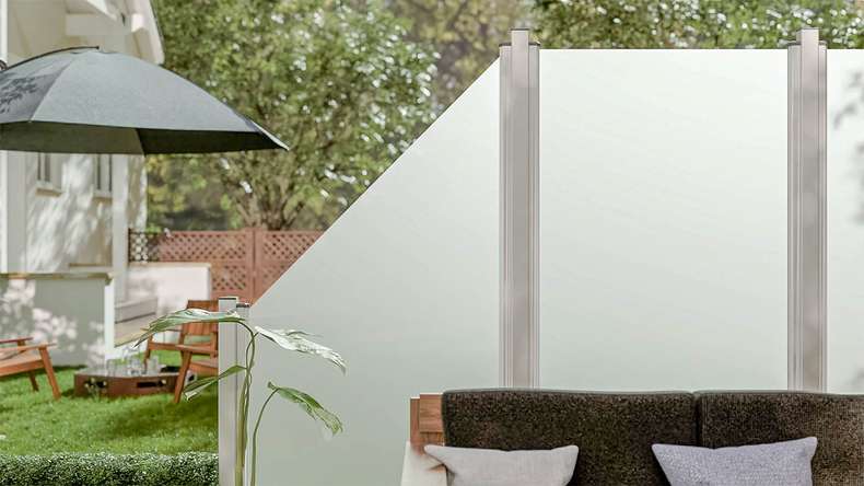planeo Gardence Flair - Brise-vue en verre incliné 90 x 180 cm