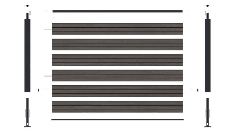 planeo LINEA - Clôture à emboîter pour jardin d'entrée en WPC CoEx Rhombus, gris foncé, 180 x 90 cm