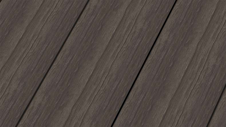 planeo MAXLine Antik - Planche de terrasse WPC CoEx gainée XL massif - brun foncé 3m rustique structuré/lisse brossé