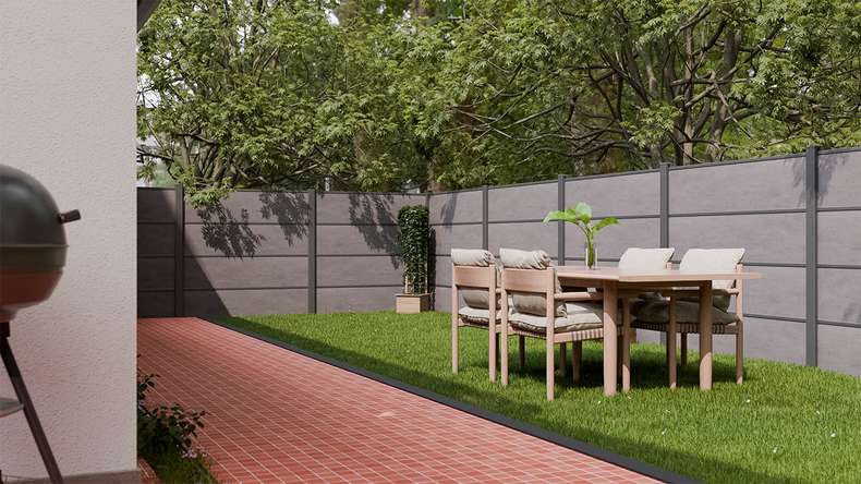 planeo Gardence Resistant - Clôture à emboîter HPL gris anthracite 180 x 183 cm