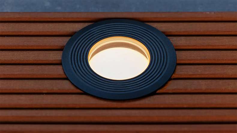 planeo Éclairage de terrasse 12V - Lampe LED encastrée Onyx 90 RA - 2W 76Lumen