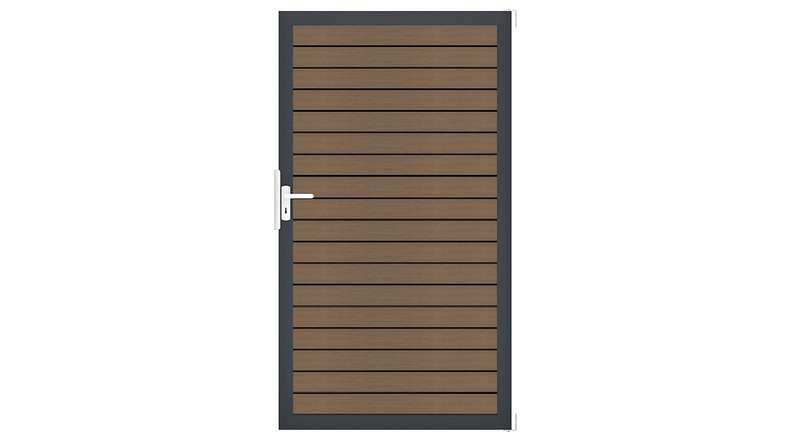 planeo Gardence Trendy - Porte universelle en BPC rhombique - teck co-extrudé avec cadre en aluminium anthracite | DB703