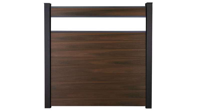 planeo Gardence Strong - Clôture à emboîter BPC verre satiné noix co-ex 180 x 180 cm
