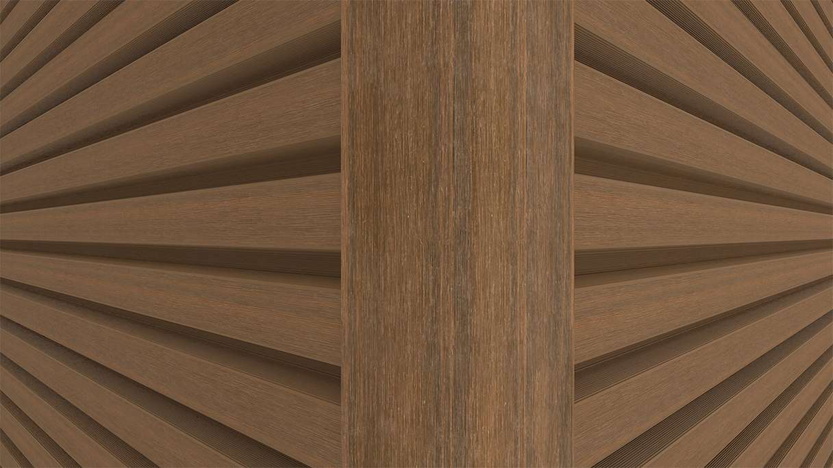 planeo LINEA - Profilé d'angle extérieur en aluminium CoEx « Burma Teak » 3000 x 66 x 66 mm