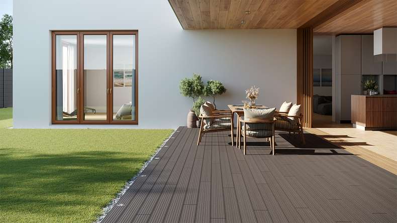planeo LightWood WPC Lame de terrasse alvéolaire - gris clair 3m rainuré/cannelé